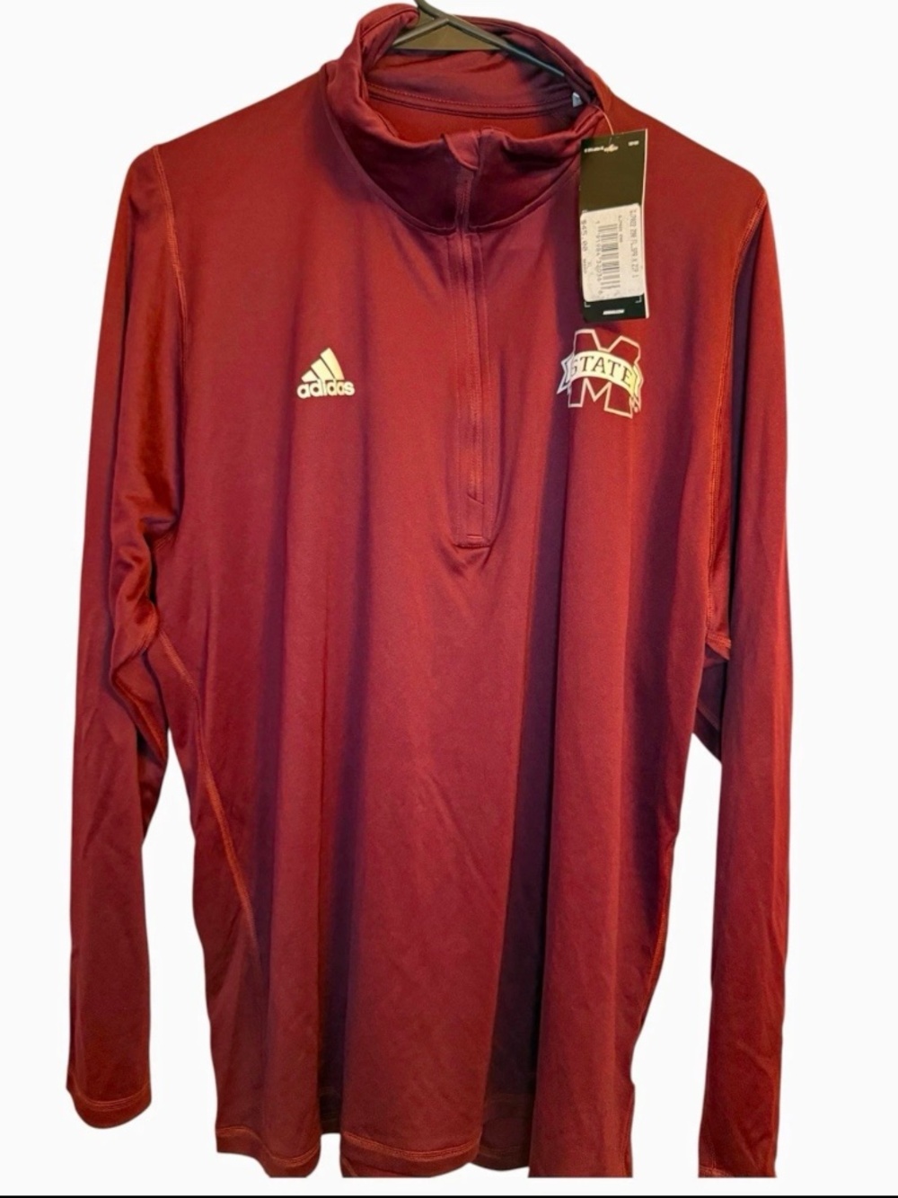 Adidas Mississippi State Bulldogs 1/4 Zip Pullover Mock Neck Maroon XL Regular